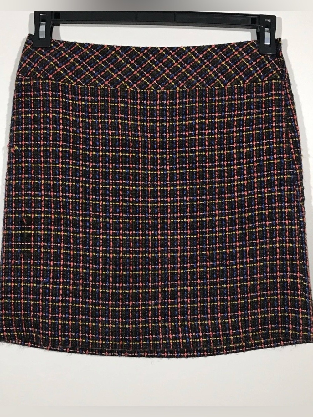LOFT Black Multicolor Plaid Tweed Mini Skirt Petite Size 4P
